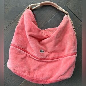 XL Lacoste Terry Beach Bag - Bright Coral Pink Color!